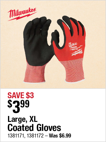 Large, XL Coated Gloves